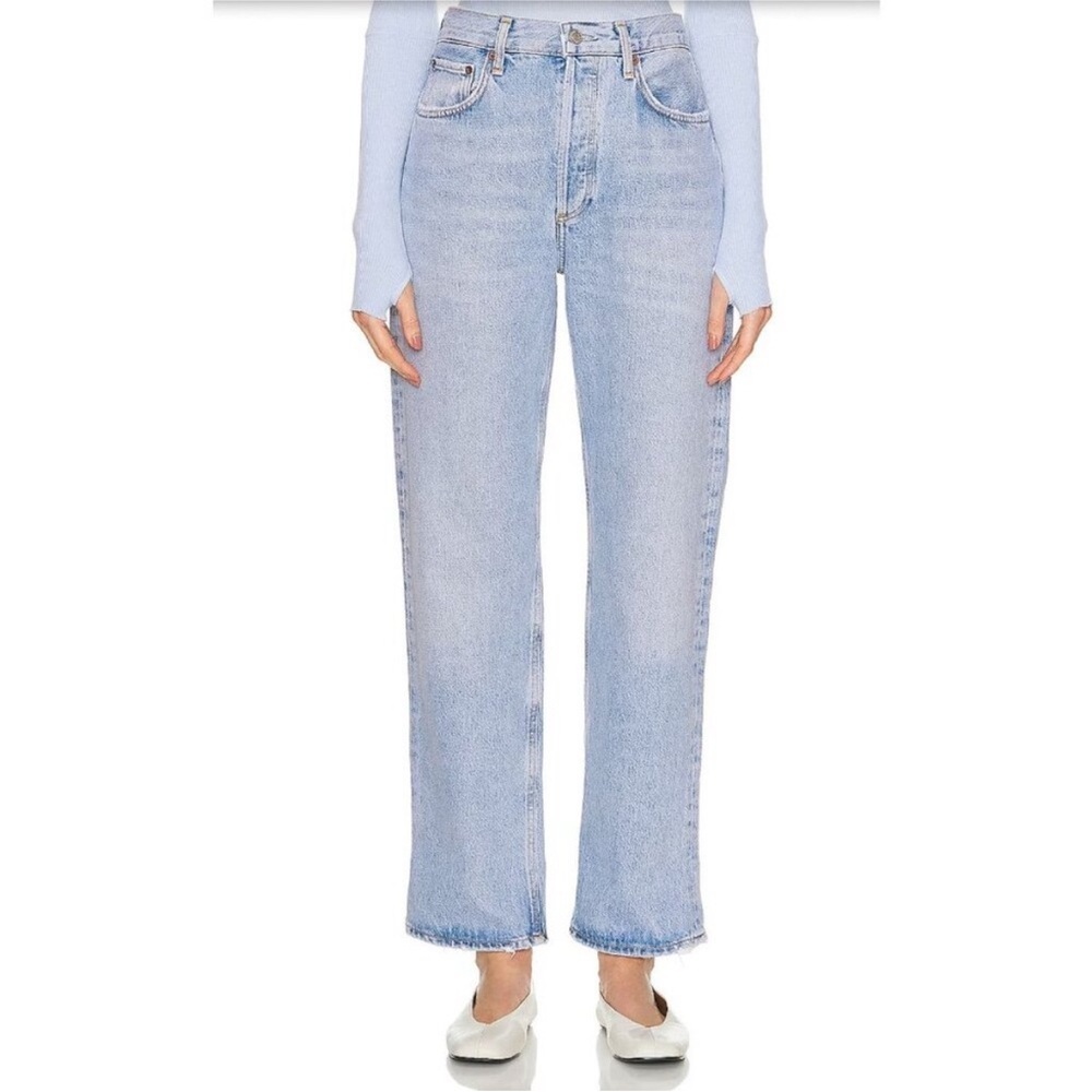Agolde Fran Jean Low Slung Easy Straight Jeans Force Medium/Light Wash Size 25